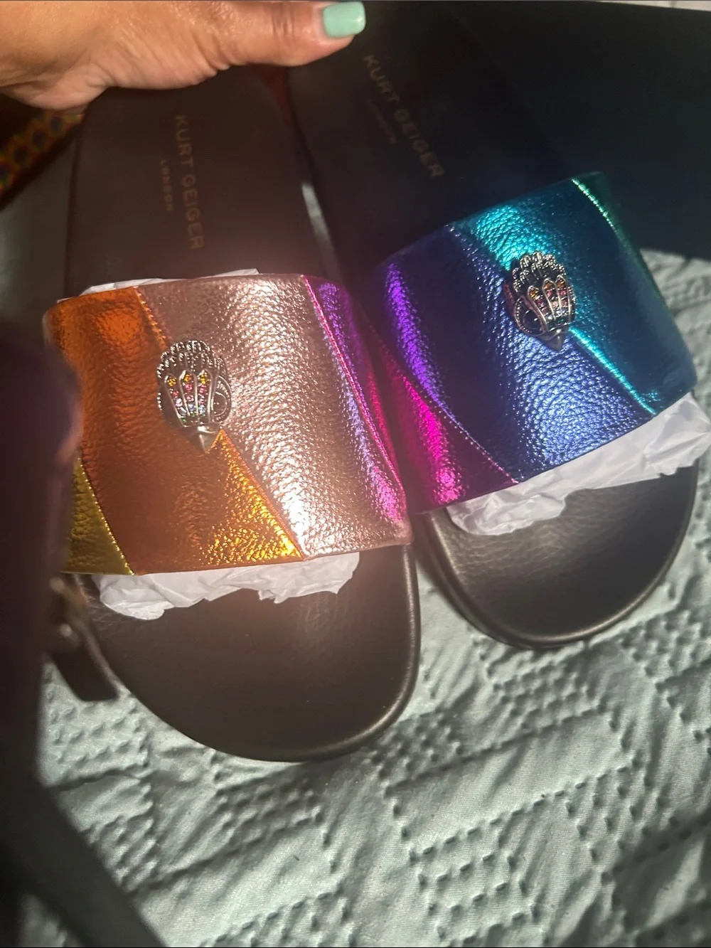 KURT GEIGER LONDON Women's Meena Eagle Slide Sandals